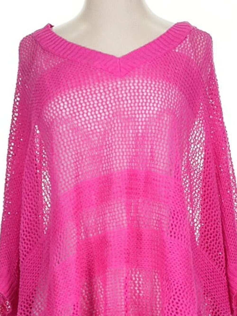 Linen Blend Crochet-like Pink Top Womens One Size Pullover Top new